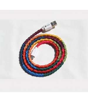 Vorson El Yapımı Rainbow Micro 1mt Şarj & USB Kablosu