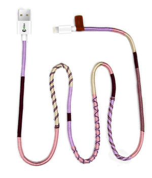Vorson El Yapımı Purple Mix Lightning 1mt Şarj & USB Kablosu