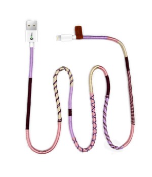 Vorson El Yapımı Purple Mix Lightning 1mt Şarj & USB Kablosu